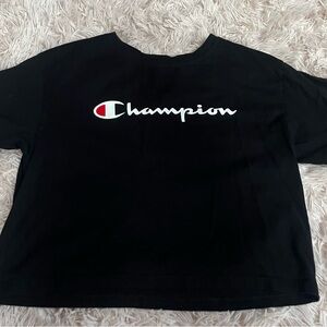 women’s black champion cropped t shirt size small